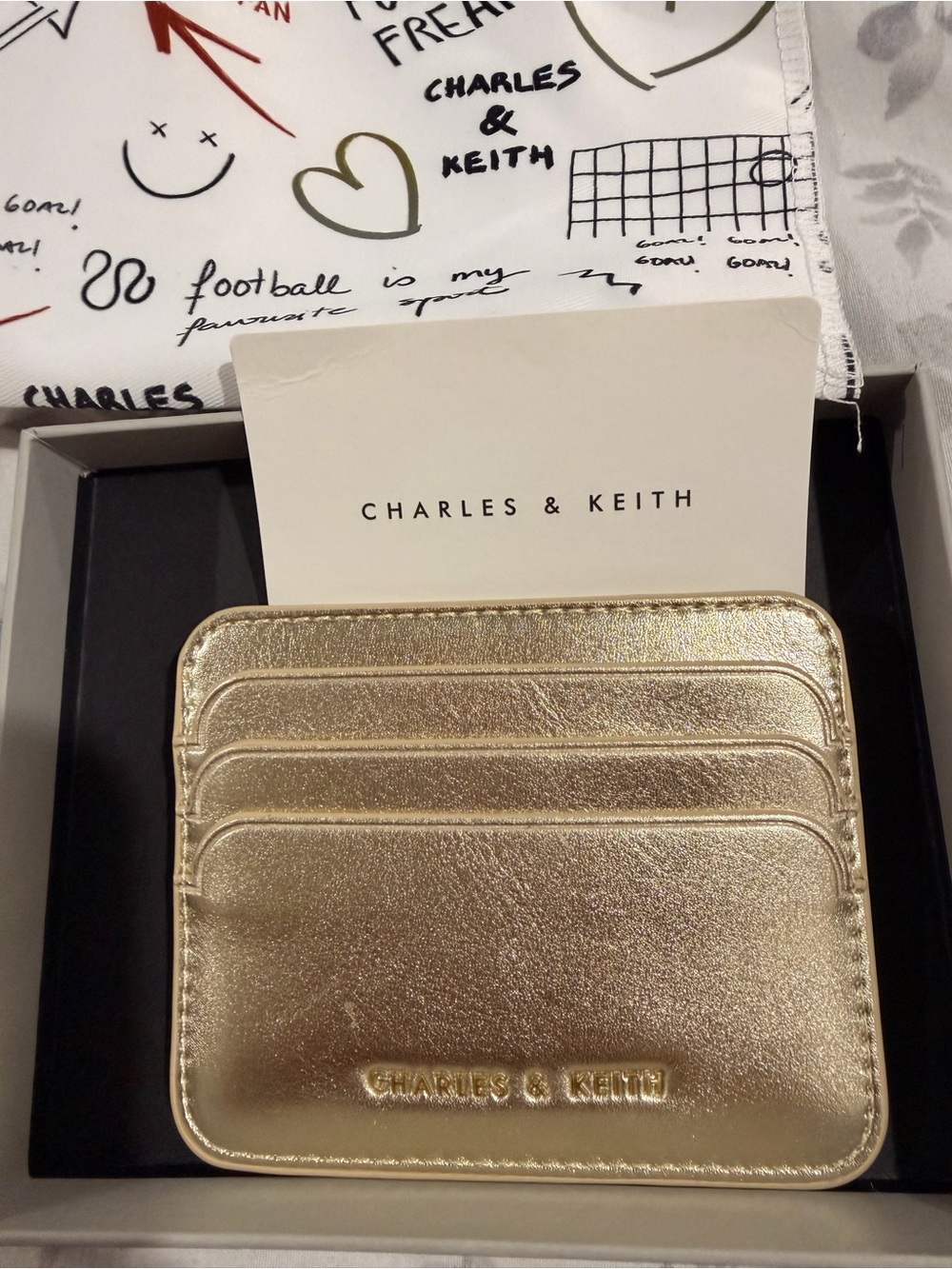 Charles & Keith Metallic Gold Card Wallet